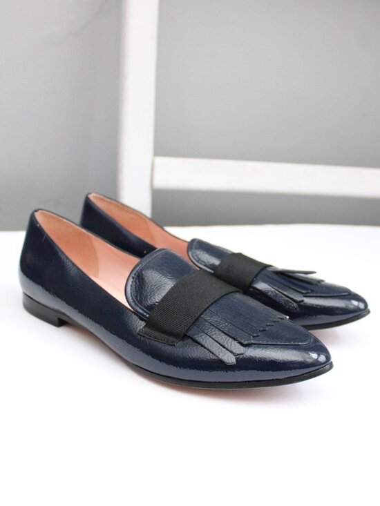 kate spade Shoes - Kate Spade New York Cayla Fringe Loafers Dark Navy Blue Patent Leather Size 9.5